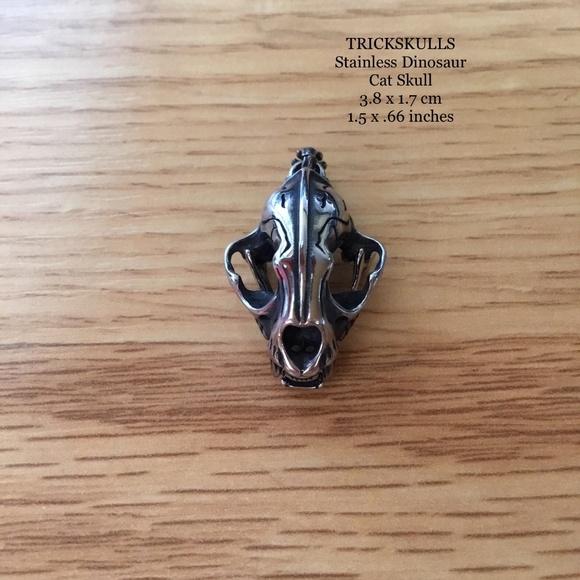 Sabre-Toothed Tiger Smilodon Big Cat Dinosaur Skull Stainless Pendant & Chain - Picture 6 of 13